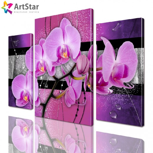 Картина модульная | Орхидея на фиолетовом фоне