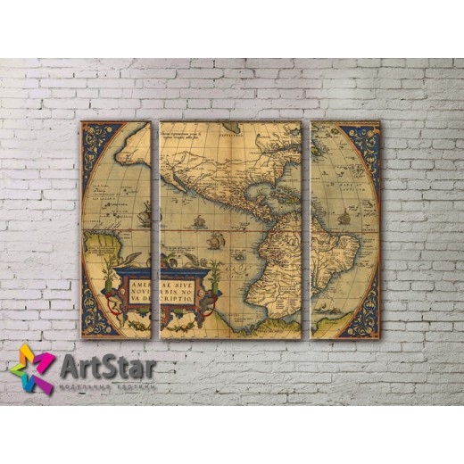 Модульные Картины, древние карты, Art. MAP_0041-3