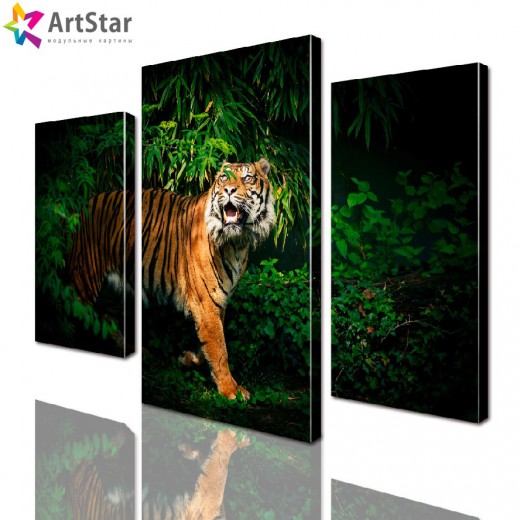 Картина модульная - Тигр в джунглях, Art. anml_0046