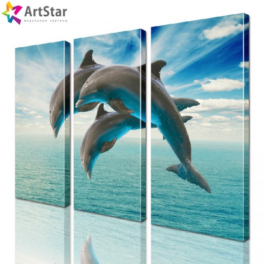 Картина модульная - Прыгающие дельфины, Art. anml_0020