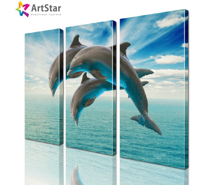 Картина модульная - Прыгающие дельфины, Art. anml_0020